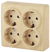 Розетка с заземлением накладная Эра Эксперт 4-м. сосна картинка